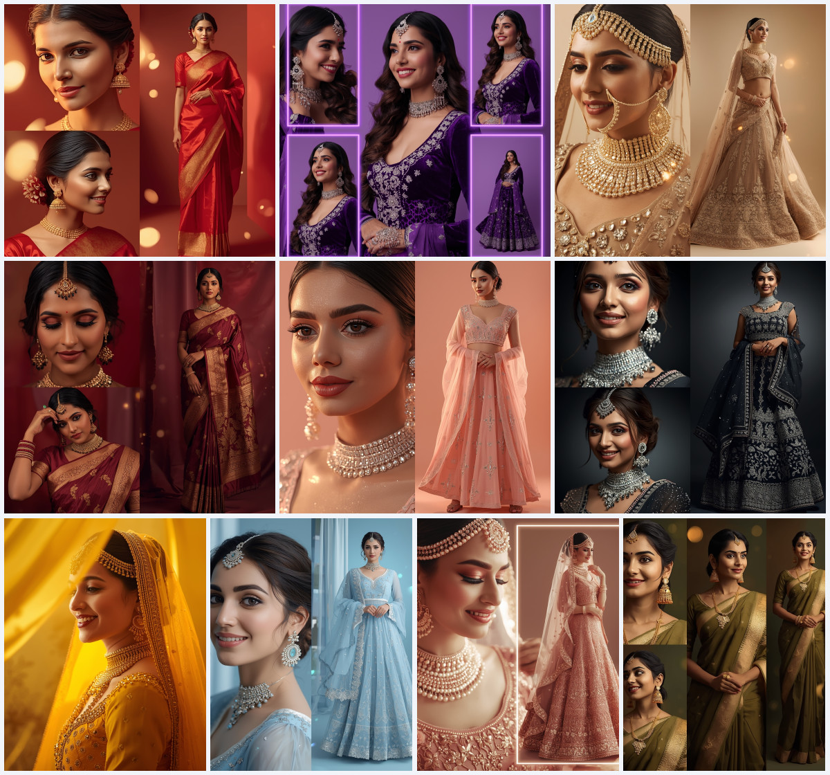 10+ Bridal Saree AI Prompts to Create Premium Wedding Photos with Soft Light and Luxury Style
