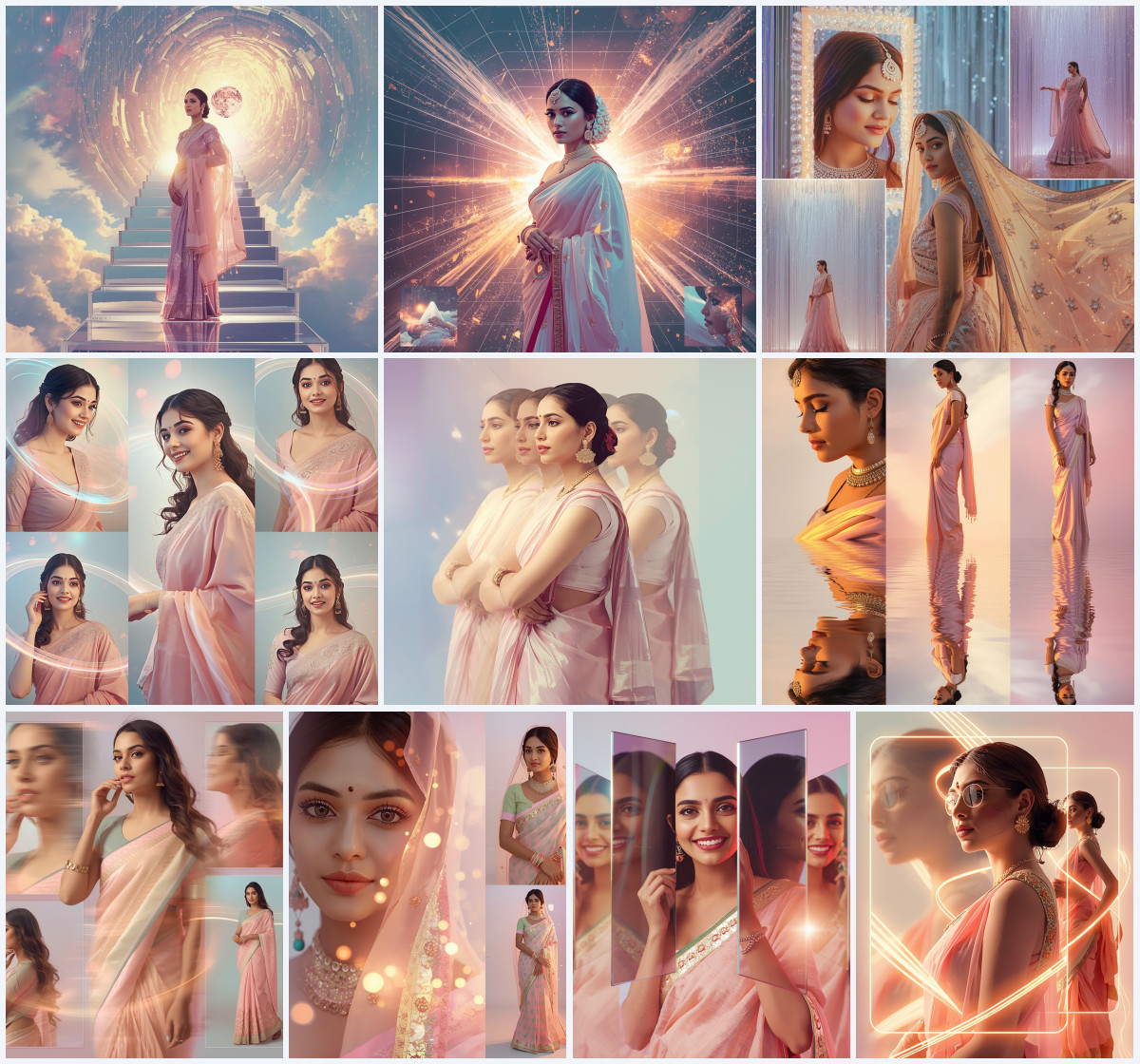 10+ Gradient Background Saree AI Prompts to Create Modern Ethnic Photos with Color Blend Effect