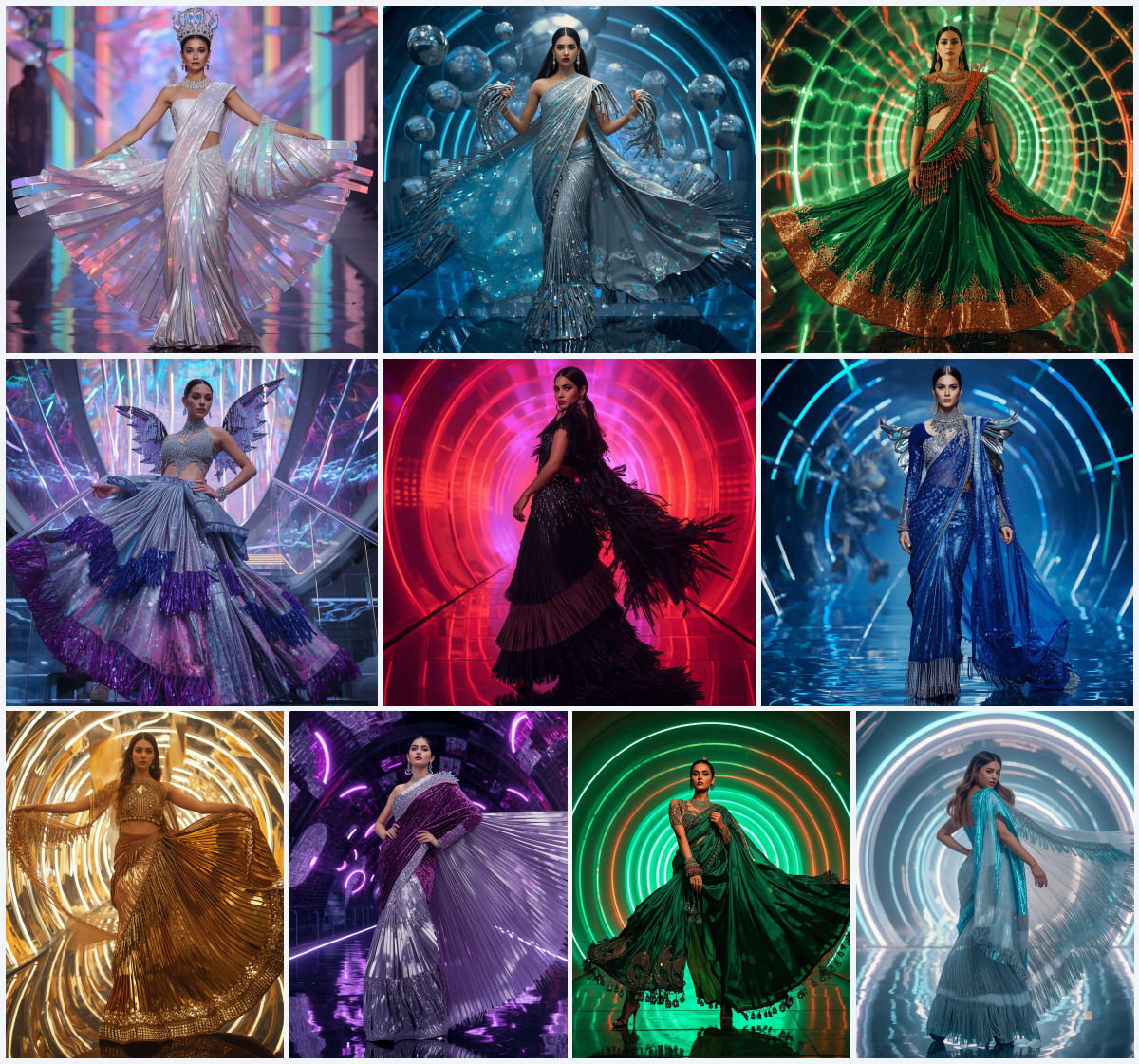 New Prompt for Gemini: Silk Cape Ruffled Fusion Saree - Main Thumbnail