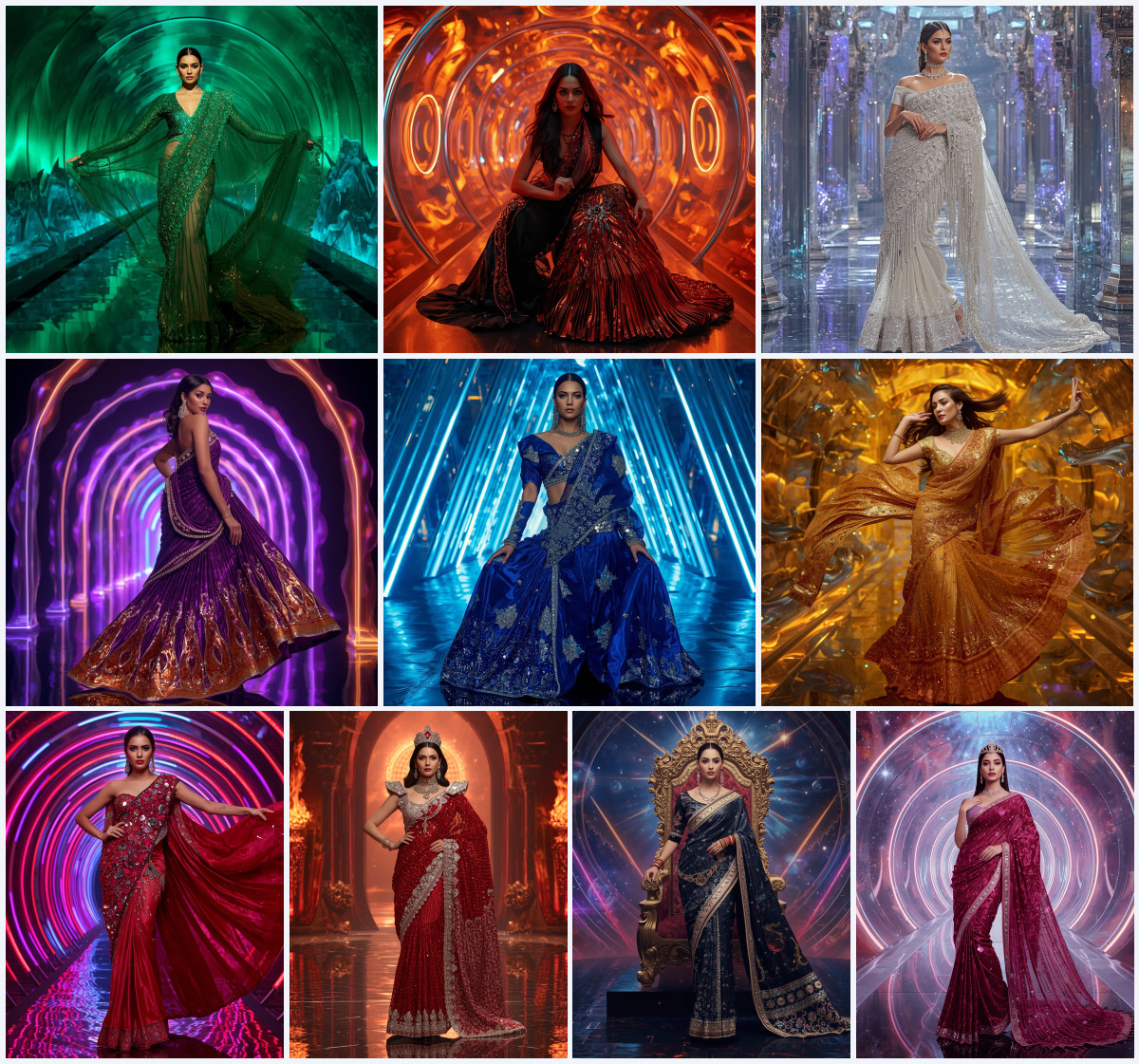 Viral Image Prompt for Iridescent Glass-Beaded Chiffon Saree featuring ChatGPT Prompt alongside Gemini Prompt - Main Thumbnail