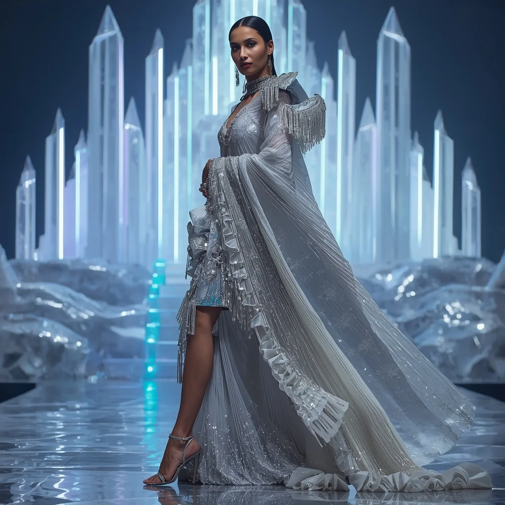 Celestial Moonstone Prism Saree with Infinity Crystal Citadel | Ai Prompt For Instagram