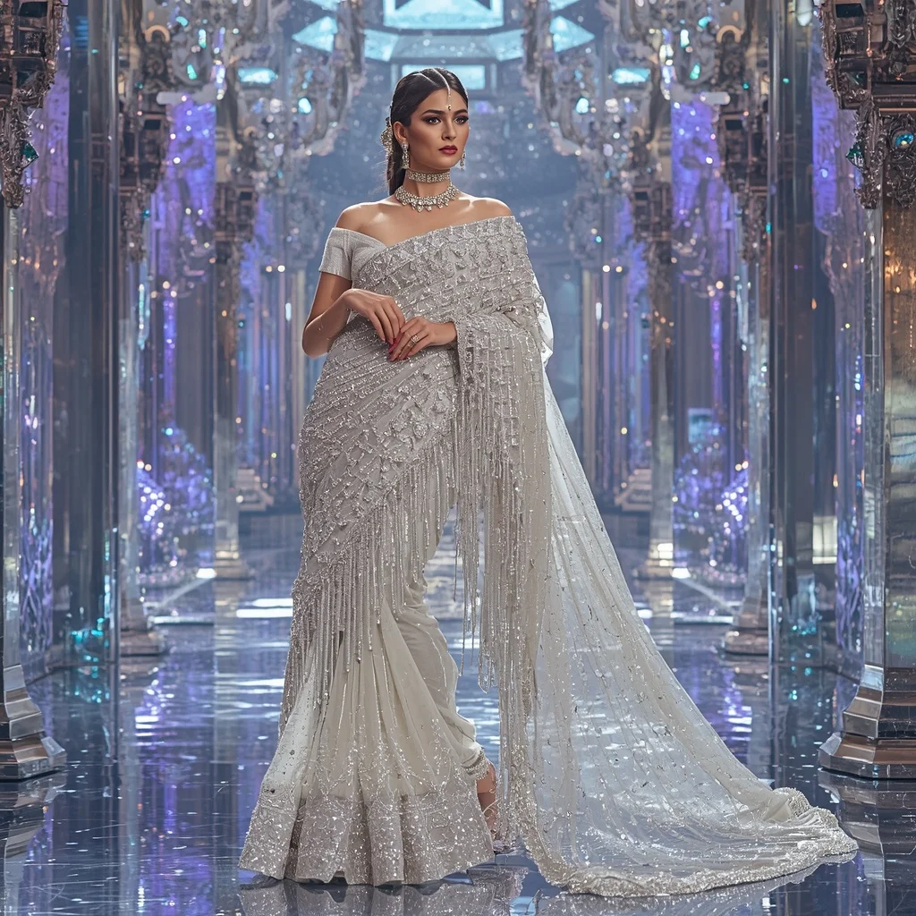 Diamond Aurora Queen Saree with RGB Reflection Palace | Prompt For Saree For Wedding