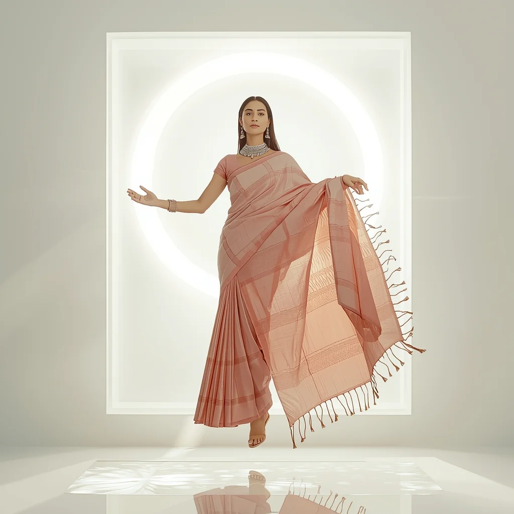 Festive Fancy Saree Gravitational-Lensing Halo-Light Silk | Prompt Gemini Saree