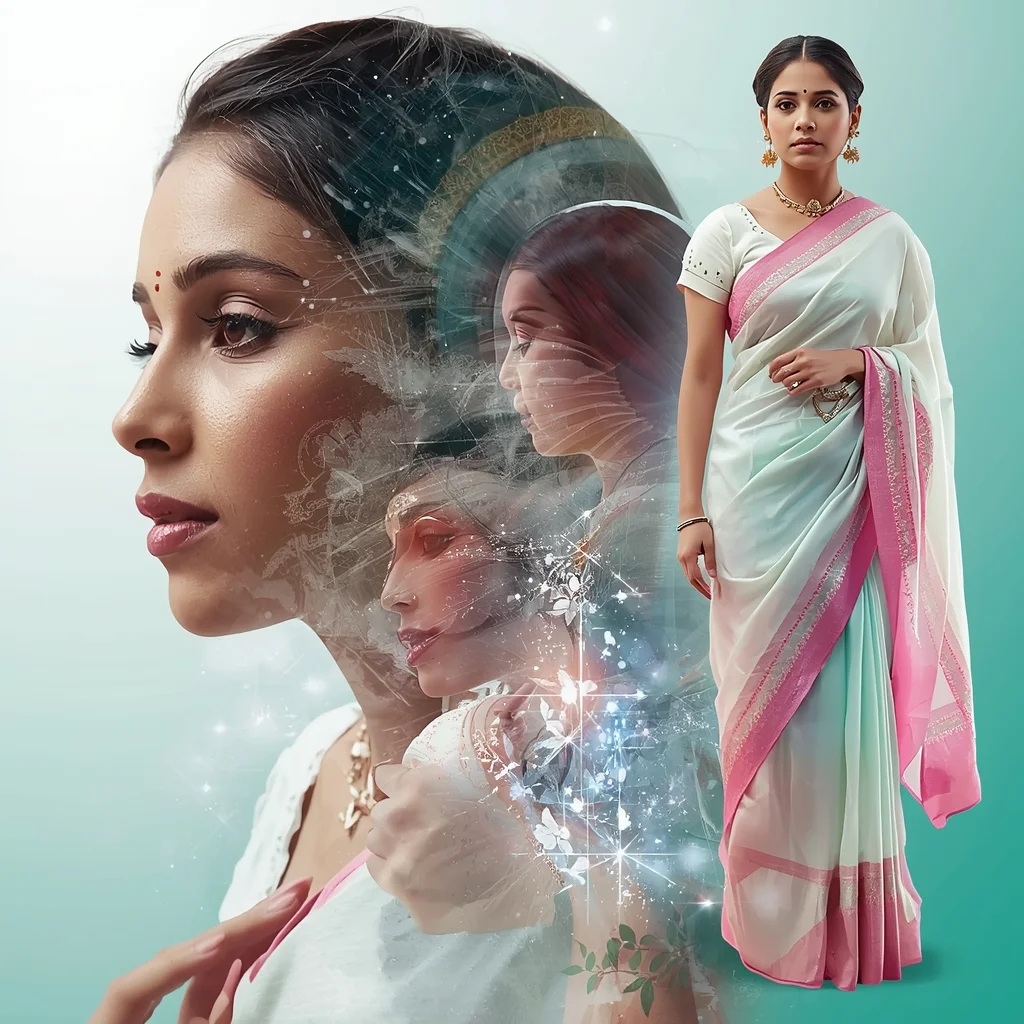 Festive Pastel Saree Absolute Reset to Infinite Collage | Endless Restart Luxury Prompt | Saree Aesthetic Ai Prompt For Pinterest