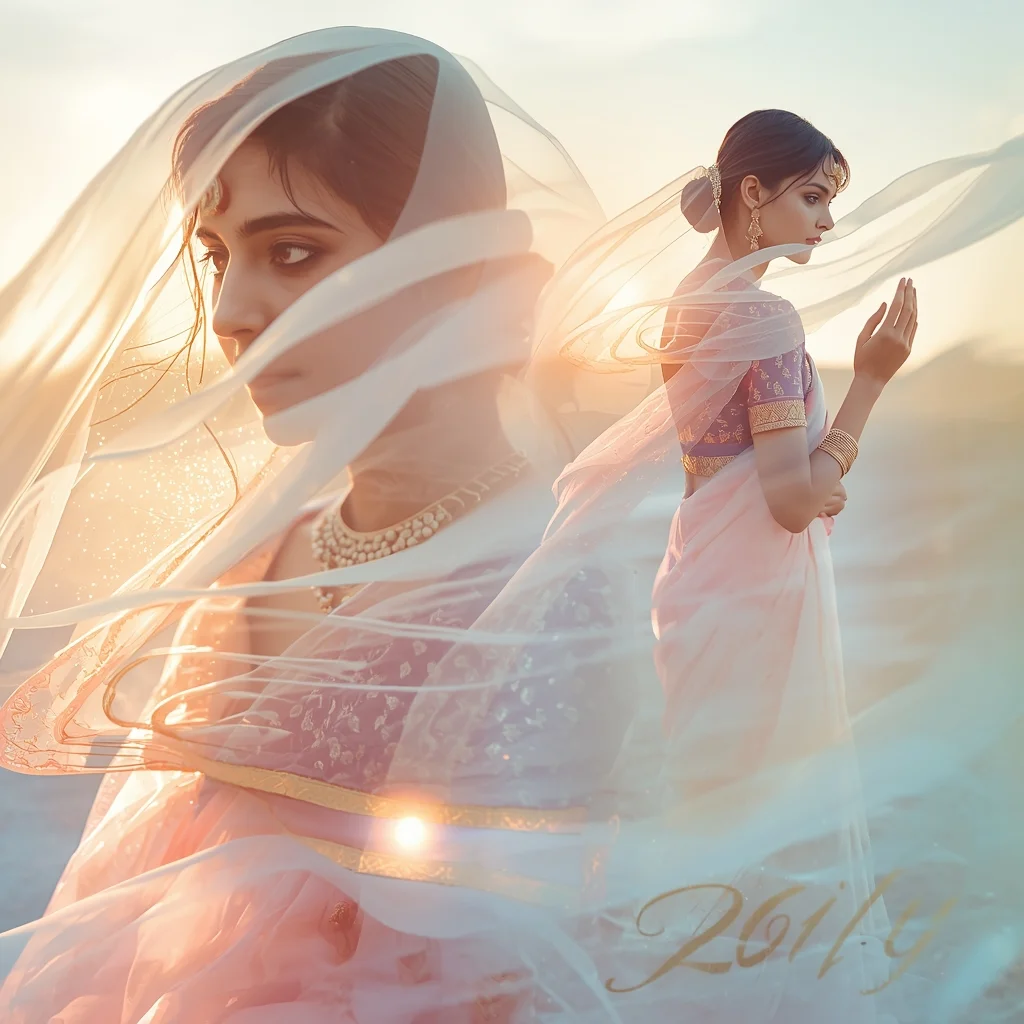 Festive Pastel Saree Dream Silk Glow Pulse Drift Horizon Collage | Saree Prompt For Girls
