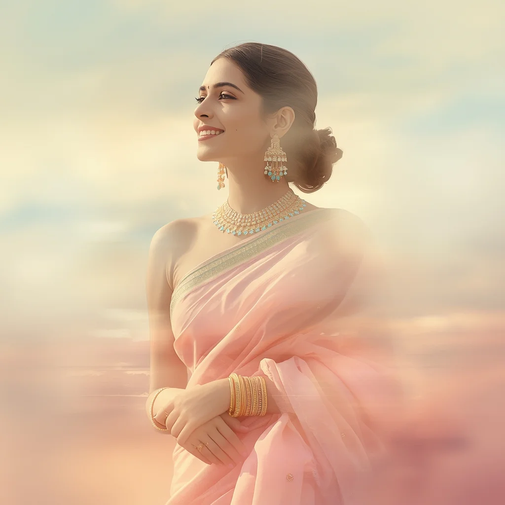 Festive Pastel Saree Ethereal Aura Drift Horizon Collage Cinematic Aesthetic | Ai New Prompt Free Download