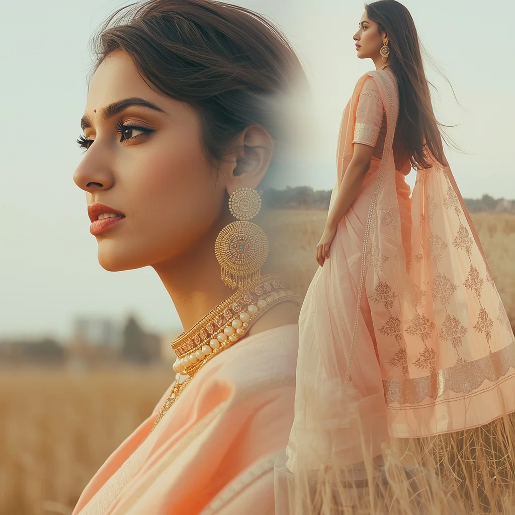 Festive Pastel Saree Reality Builds Then Forgets Collage | Ephemeral Existence Luxury Prompt | Saree Whatsapp Dp Ai Prompt