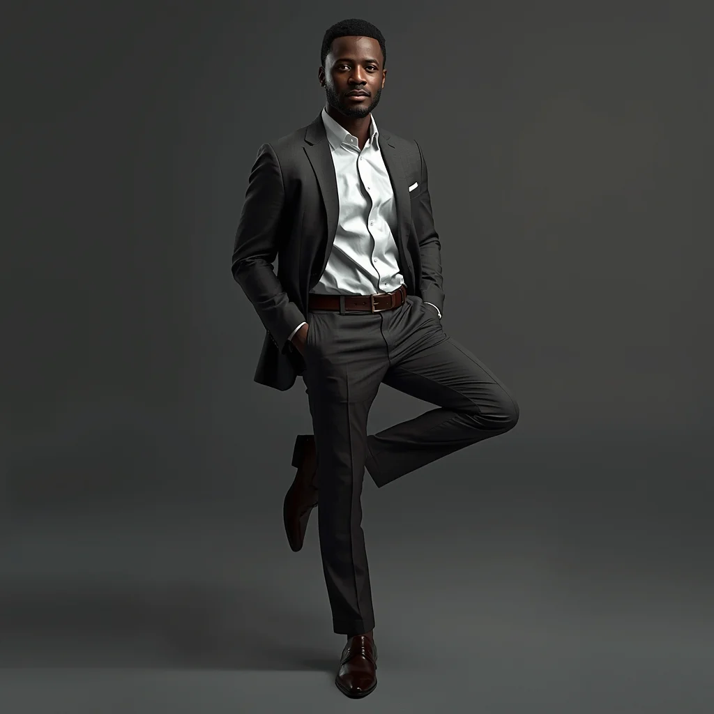 Full Body Foot Cross Back Stand Pose with Subtle Confidence | Style Ai Prompt