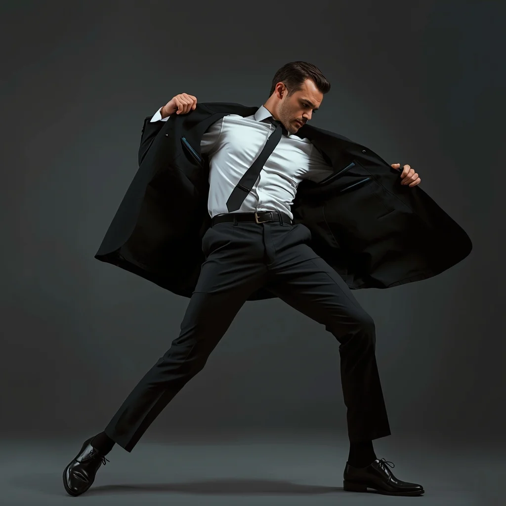 Full Body Suit Jacket Flip Pose with Sharp Transition Motion | Instagram Reel Ai Prompt