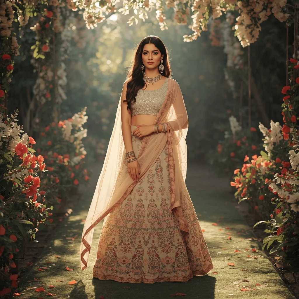 Garden Festive Shoot with Floral Decor & Dreamy Sunlight | Prompt For Photo Editing