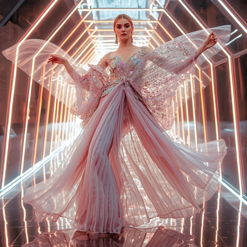 Holographic Butterfly Fantasy Saree with Prism Tunnel | Instagram Aesthetic Ai Prompt