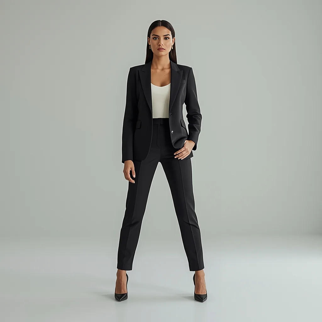 Modern Office Chic Girl Full Body Outfit – Minimal Fashion Aesthetic | Prompt For Ai Images