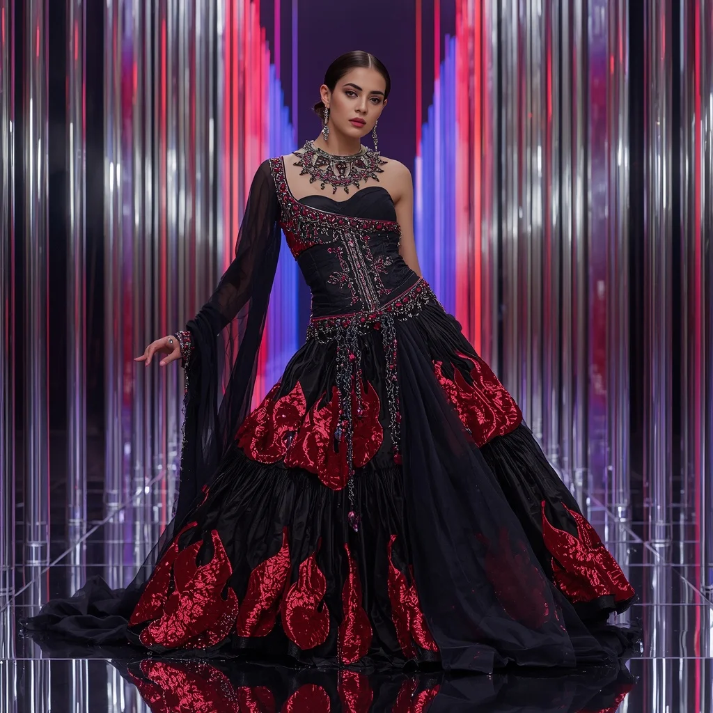 Obsidian Ruby Mirage Saree with Infinity Plasma Sanctuary | Beautiful Saree Girl Ai Prompt Cinematic