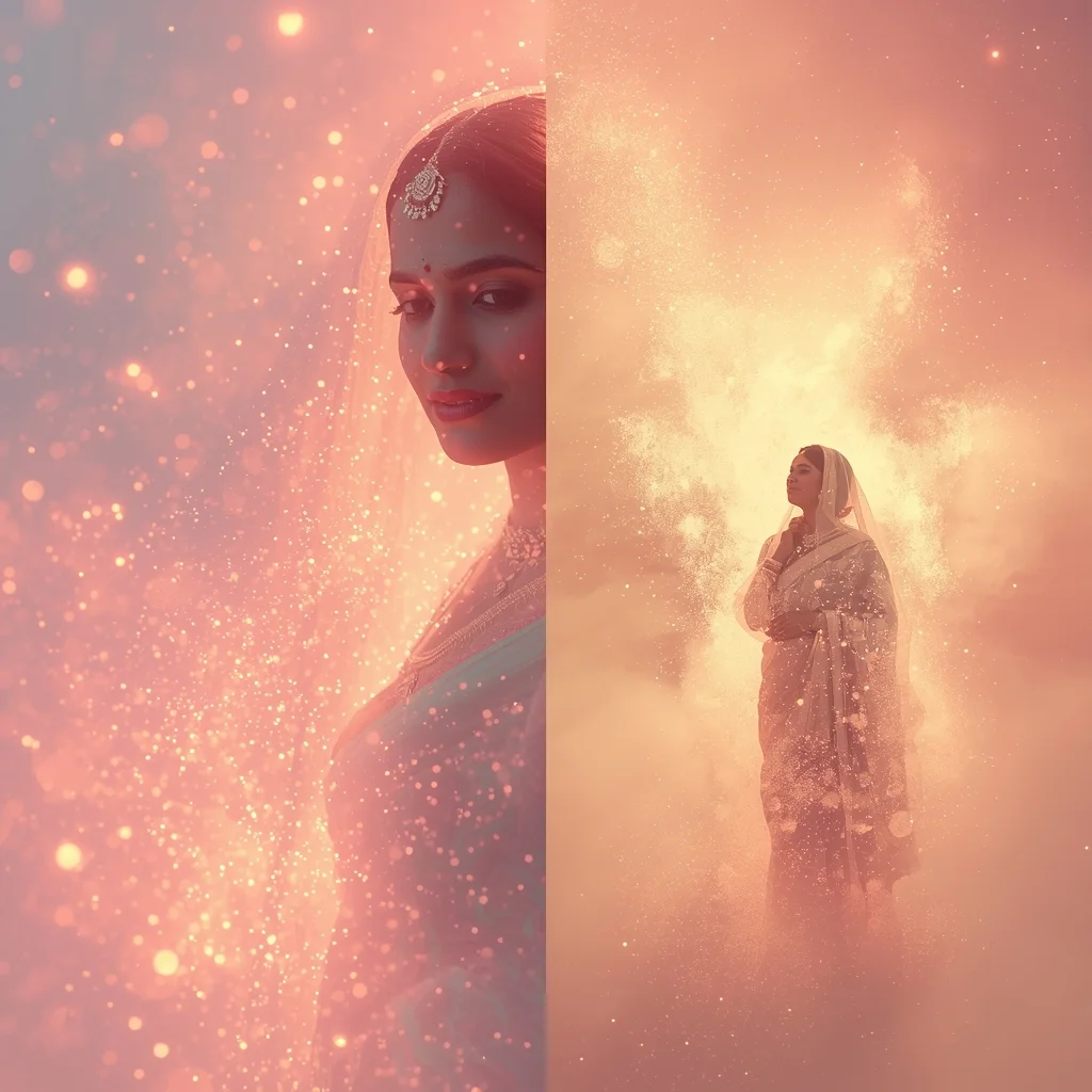 Pastel Saree Dream Particle Fog Infinite Immersion Light Cinematic Viral Prompt | Saree Selfie Ai Prompt