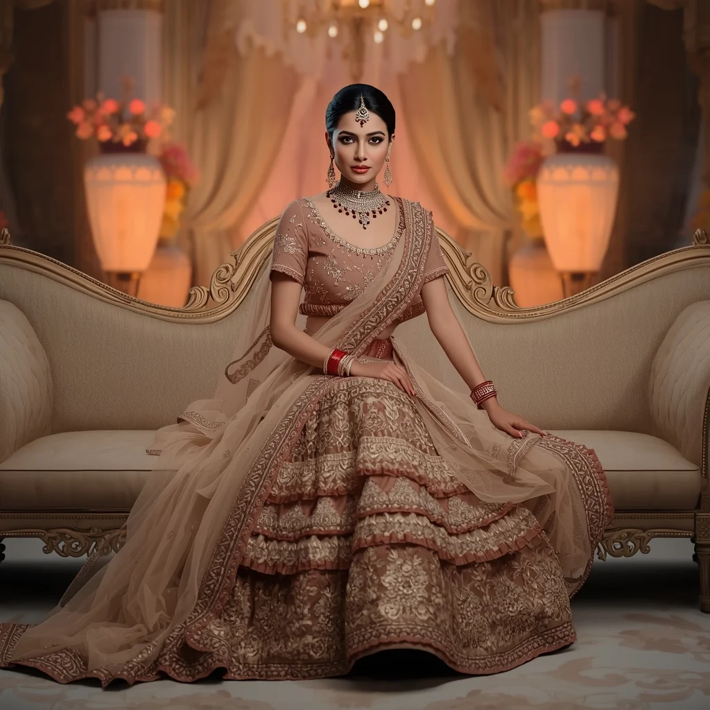 Regal Sitting Pose with Royal Sofa & Festive Background | Best Prompts For Cinematic Shots