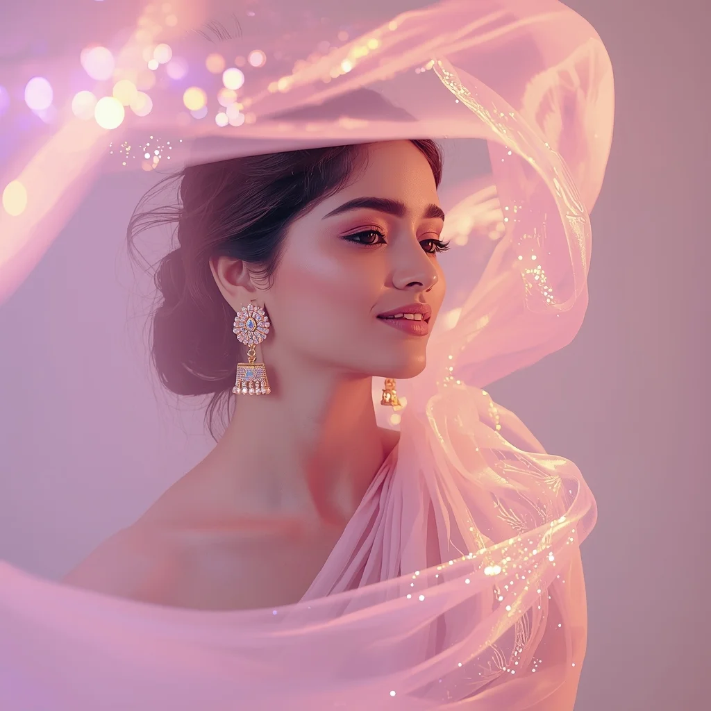 Velvet Pulse Halo Stream Pastel Saree Indian Woman Premium Composition | Bridal Saree Ai Prompt For Instagram Reel