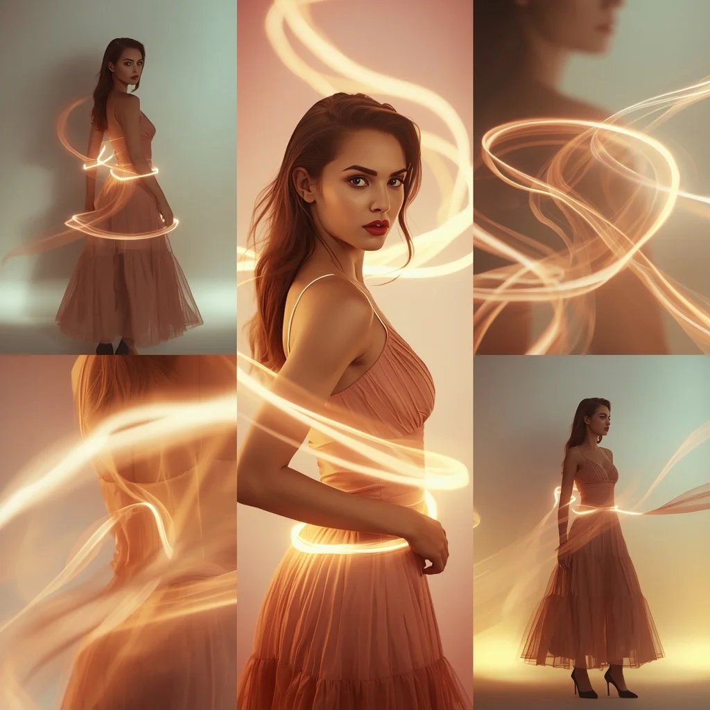 Western Fashion Ribbon Flow Collage Elegant Motion Cinematic | Art Ai Prompt